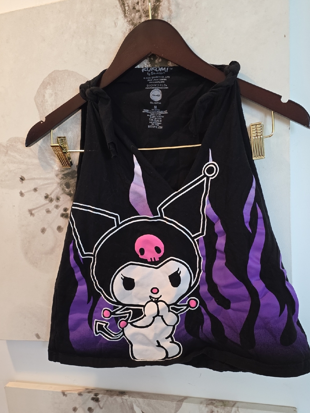 Kuromi Tie Shoulder T-shirt - M